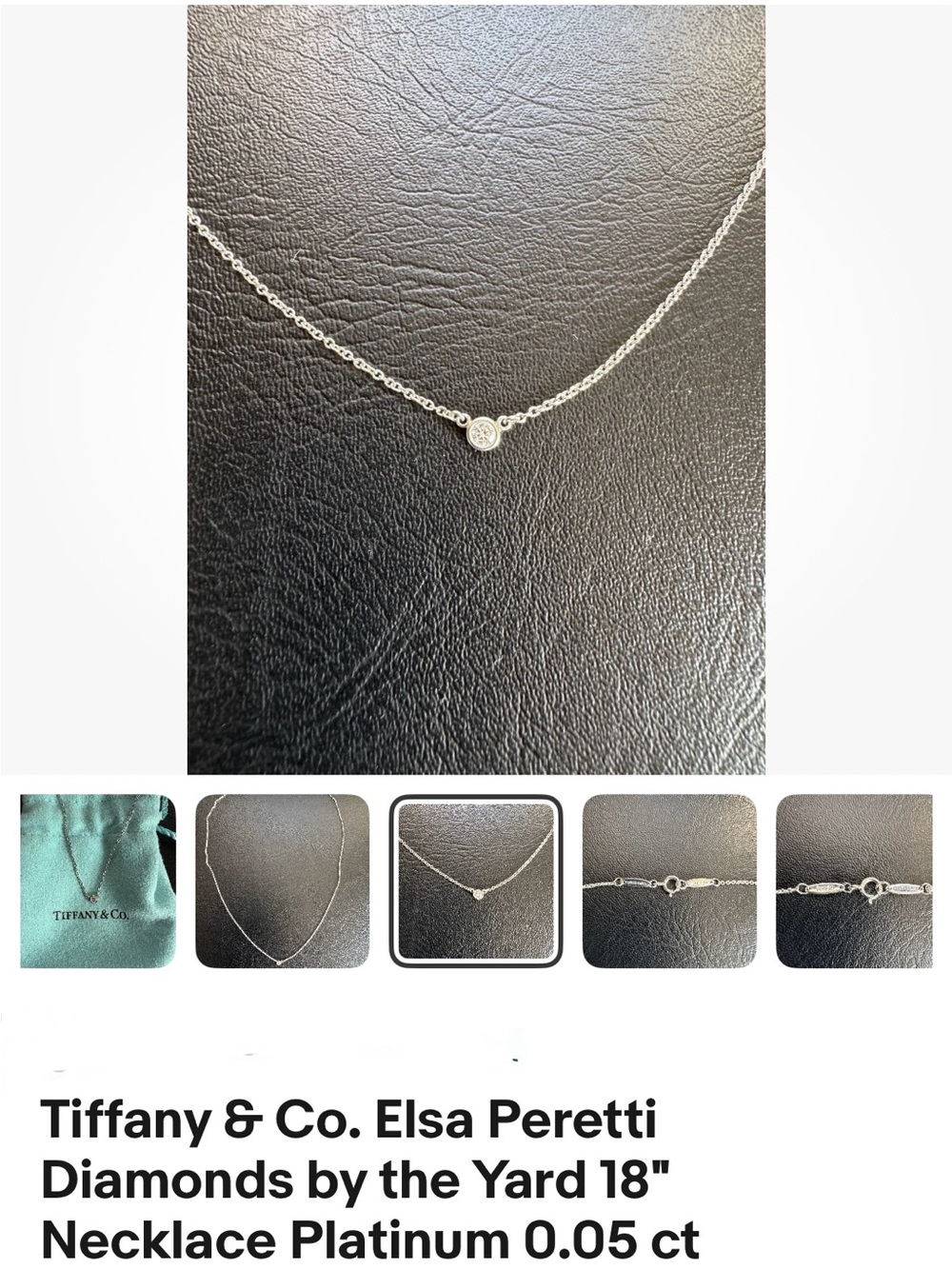 Tiffany Elsa Peretti diamond by the yard platinum 18 inch .05 diamond